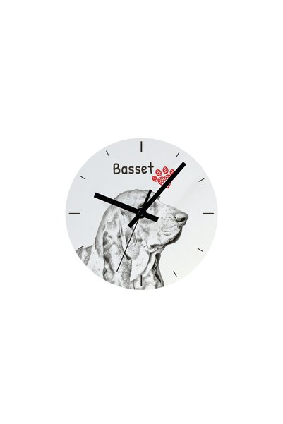 Art - Dog Ceas de perete Art-Dog Basset Hound cu imprimeu de câine - Cadran d...