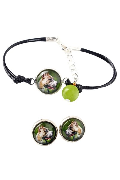 Art - Dog Set de brățară și cercei Art-Dog American Pit Bull Terrier cu fotog...