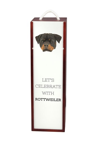 Art - Dog Cutie de vin din lemn Art-Dog Rottweiler cu design geometric de câi...
