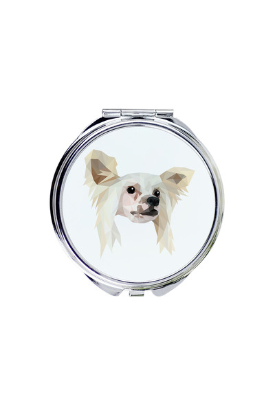 Art - Dog Art-Dog Oglindă de buzunar cu câine crestat chinezesc și design geo...