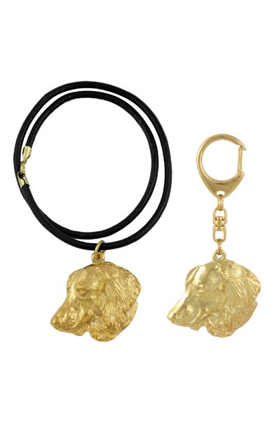 Art - Dog Set Breloc și Colier Art-Dog Teckel - Cap de Câine Placat cu Aur de...