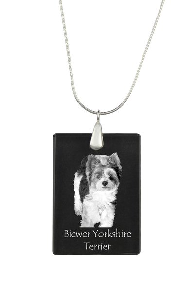 Art - Dog Colier cu pandantiv de cristal Art-Dog pe lanț placat cu argint, Bi...