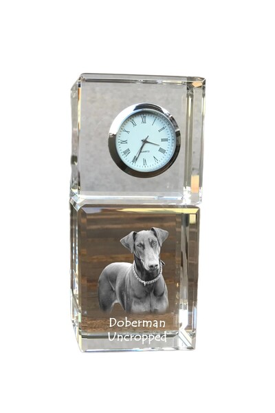 Art - Dog Ceas de cristal Art-Dog Doberman, de masă, cu gravură de câine