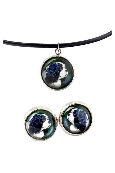 Art - Dog Set de colier și cercei Art-Dog Cavalier King Charles Spaniel cu fo...