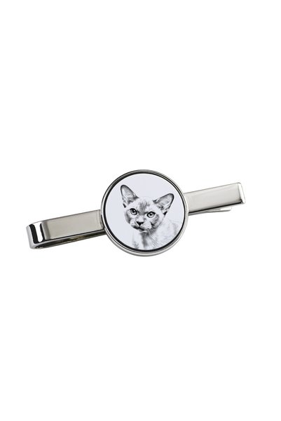 Art - Dog Art-Dog Agrafă de cravată cu pisică birmaneză și imprimeu de pisică...