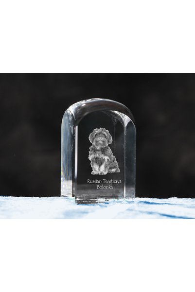 Art - Dog Prespapier de cristal Art-Dog, Bolonka Rusă Tsvetnaya, cu gravură d...
