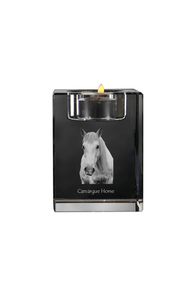 Art - Dog Art-Dog Suport de lumânare din cristal cu cal de Camargue și gravur...