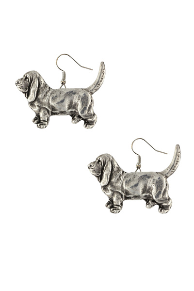 Art - Dog Art-Dog Cercei lungi placati cu argint cu motiv Basset Hound - Hipo...
