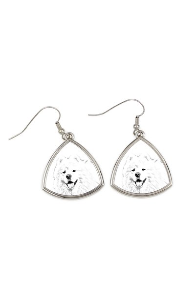 Art - Dog Cercei Art-Dog Samoyed cu imprimeu de câine - Cercei pendanți triun...