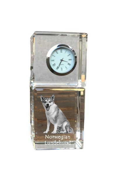 Art - Dog Ceas de cristal Art-Dog Lundehund norvegian, de masă, cu gravură cu...