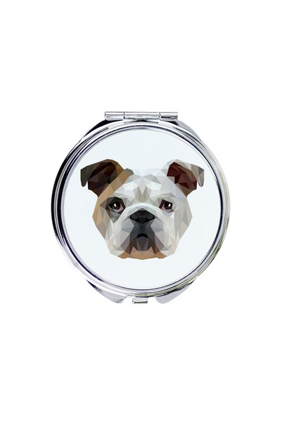 Art - Dog Art-Dog Oglindă de buzunar Bulldog Englez cu design geometric cu câ...