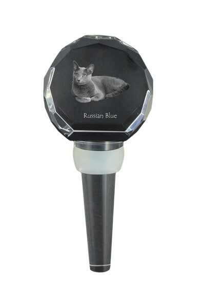 Art - Dog Dop de sticlă din cristal Art-Dog, albastru rusesc, cu gravură pisică