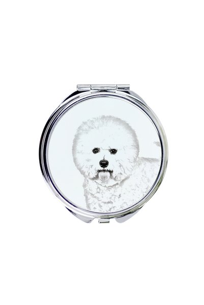 Art - Dog Art-Dog Oglindă de buzunar Bichon Frise cu imprimeu de câine - Ogli...