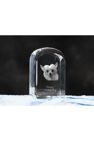 Art - Dog Prespapier de cristal Art-Dog Câine Crested Chinezesc cu gravură ca...