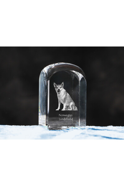 Art - Dog Prespapier de cristal Art-Dog Lundehund norvegian cu gravură de câi...