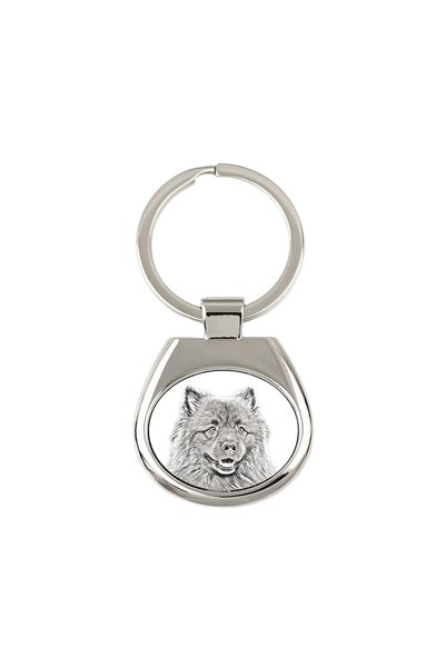 Art - Dog Breloc Art-Dog Keeshond cu imprimeu de câine - Stil schiță cu creio...