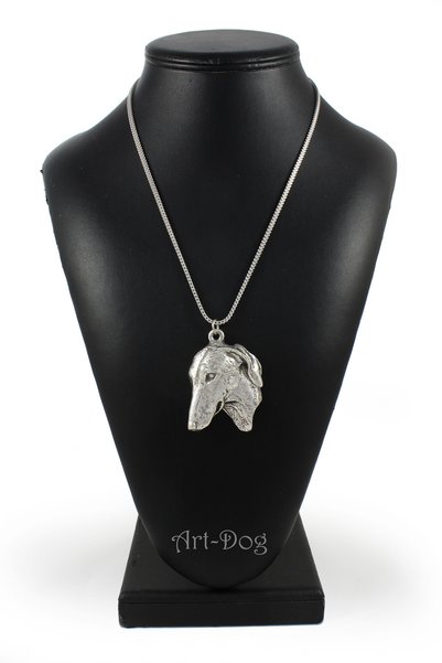 Art - Dog Colier placat cu argint Art-Dog Azawakh - Pandantiv cap de câine pe...