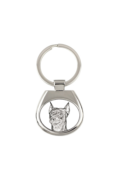 Art - Dog Breloc Art-Dog Pinscher German cu imprimeu de câine - Stil schiță c...