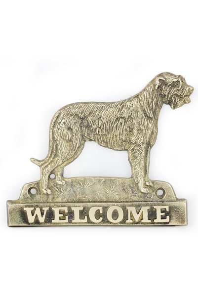 Art - Dog Semn de ușă din alamă Art-Dog Irish Wolfhound 'Bun venit'