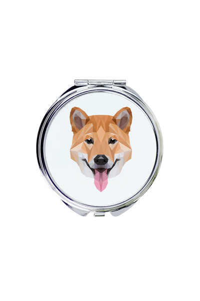 Art - Dog Art-Dog Oglindă de buzunar Shiba Inu cu design geometric cu câine -...