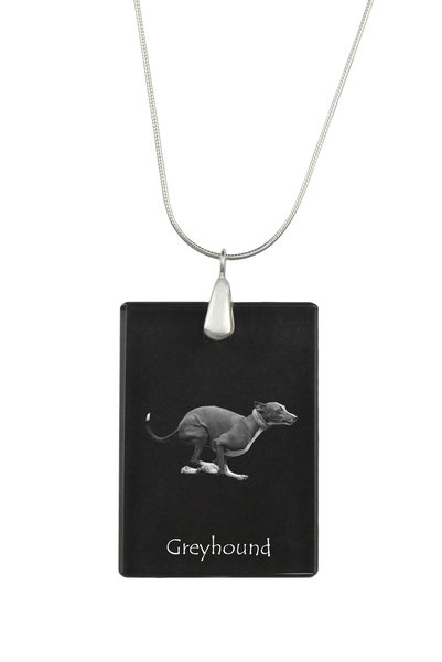 Art - Dog Colier cu pandantiv de cristal Art-Dog pe lanț placat cu argint, cu...