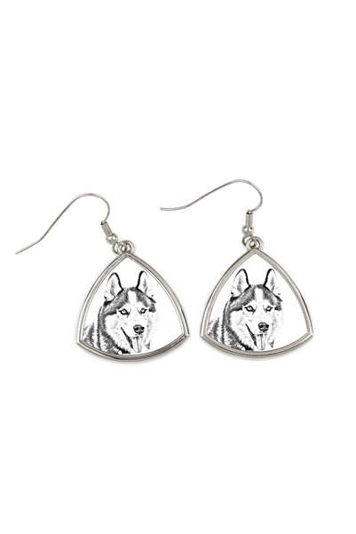 Art - Dog Cercei Art-Dog Husky Siberian cu imprimeu de câine - Cercei pendanț...