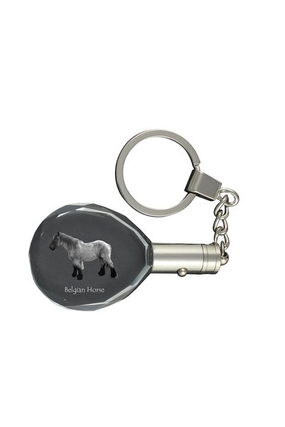 Art - Dog Breloc oval din cristal Art-Dog cu cal belgian, gravat cu un cal