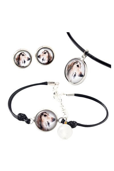 Art - Dog Set de colier, cercei și brățară Art-Dog Saluki cu fotografie de câine