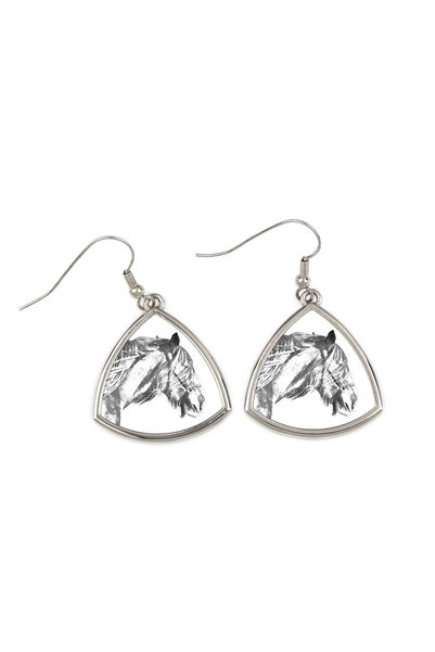 Art - Dog Cercei Art-Dog Shire Horse cu imprimeu de cal - Cercei pendul triun...