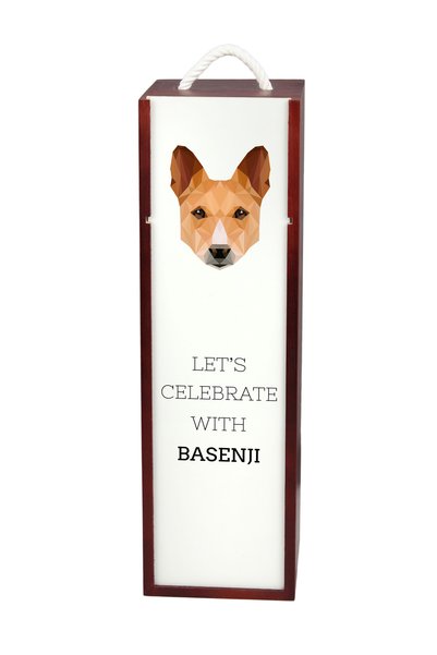 Art - Dog Cutie de vin din lemn Art-Dog Basenji cu design geometric de câine ...
