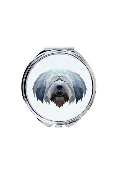 Art - Dog Art-Dog Oglindă de buzunar cu câine Lowland Sheepdog, cu design geo...