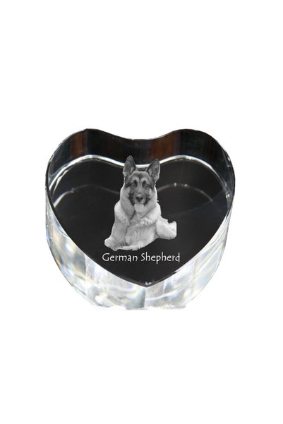 Art - Dog Prespapier Inimă de Cristal Art-Dog, Ciobănesc German cu Gravură de...