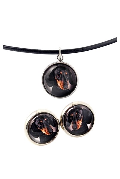 Art - Dog Set colier și cercei Art-Dog Dachshund cu fotografie cu câine - luc...