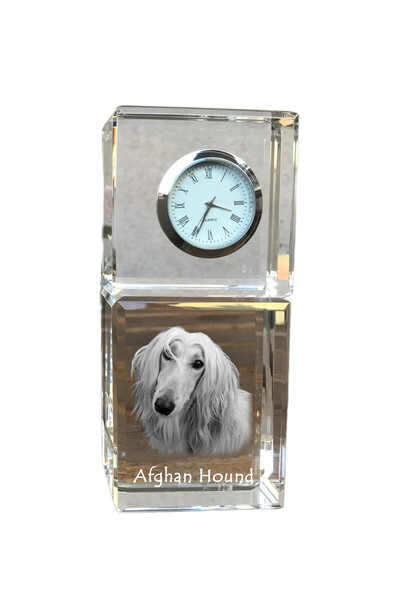 Art - Dog Ceas de cristal Art-Dog Hound afgan, de masă, cu gravură cu câine