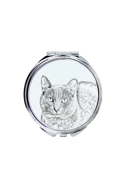 Art - Dog Art-Dog Oglindă de buzunar Korat cu imprimeu pisică - Oglindă dublă...
