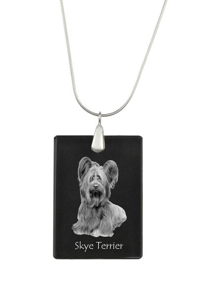Art - Dog Colier cu pandantiv de cristal Art-Dog pe lanț placat cu argint, Sk...