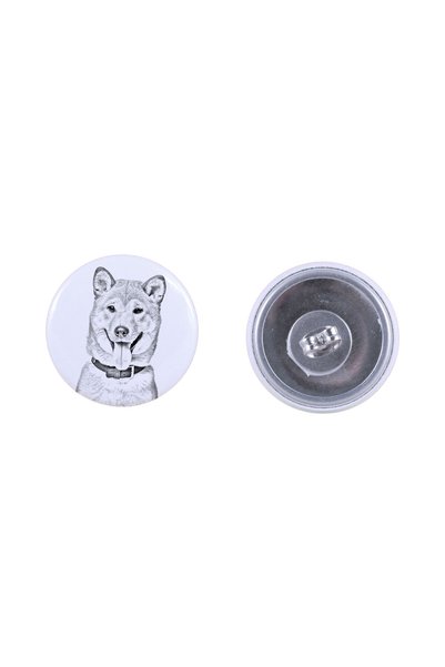 Art - Dog Cercei rotunzi Shiba Inu Art-Dog cu imagine de câine - Metal acoper...