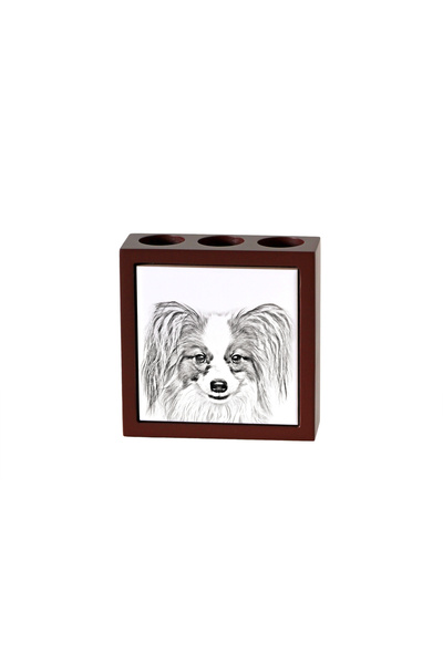 Art - Dog Art-Dog Suport de pixuri din lemn cu model Papillon și imprimeu de ...