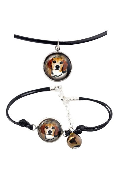 Art - Dog Set colier și brățară Art-Dog Beagle cu fotografie de câine - lucra...