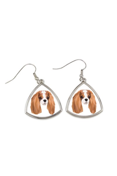 Art - Dog Cercei Art-Dog Cavalier King Charles Spaniel cu portret geometric d...