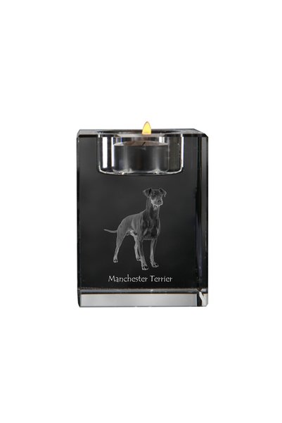 Art - Dog Art-Dog Suport de lumânare din cristal Manchester Terrier cu gravur...