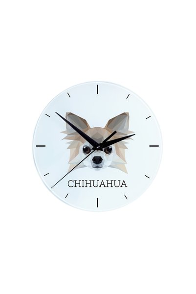 Art - Dog Ceas de perete Art-Dog cu chihuahua cu păr lung și portret geometri...