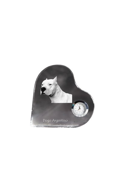 Art - Dog Art-Dog Dogo Argentino Ceas de cristal în formă de inimă cu gravură...