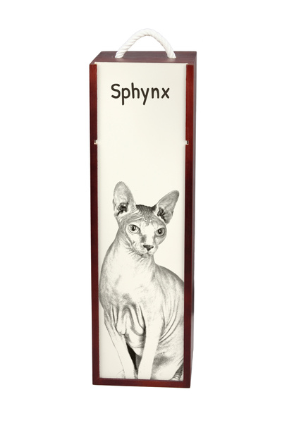 Art - Dog Cutie de vin din lemn Art-Dog Pisică Sphynx cu imprimeu pisică - Ca...