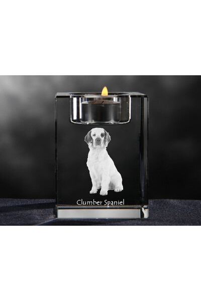 Art - Dog Art-Dog Suport de lumânări din cristal Clumber Spaniel cu gravură d...