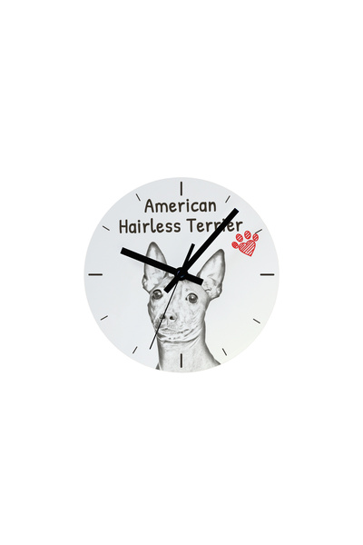 Art - Dog Ceas de perete Art-Dog American Hairless Terrier cu imprimeu de câi...