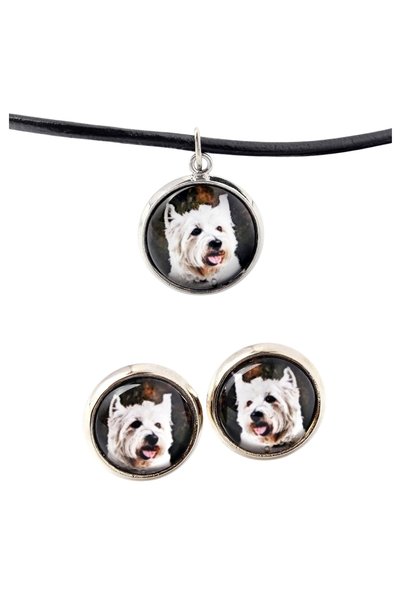 Art - Dog Set de colier și cercei Art-Dog West Highland White Terrier cu foto...