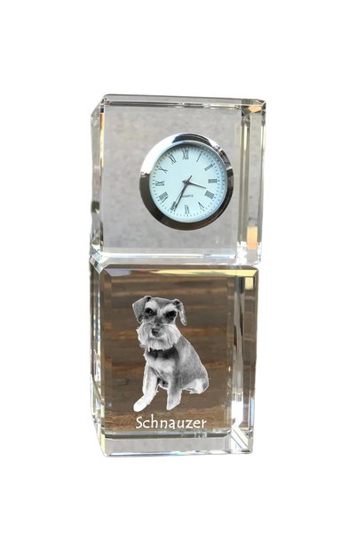 Art - Dog Ceas de cristal Art-Dog Schnauzer, de masă, cu gravură de câine