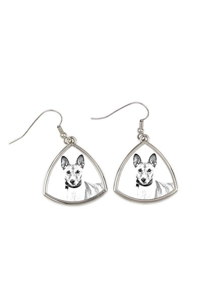 Art - Dog Cercei Art-Dog Basenji cu imprimeu de câine - Cercei pendanți triun...