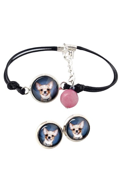 Art - Dog Set de brățară și cercei Chihuahua cu păr scurt Art-Dog, cu fotogra...
